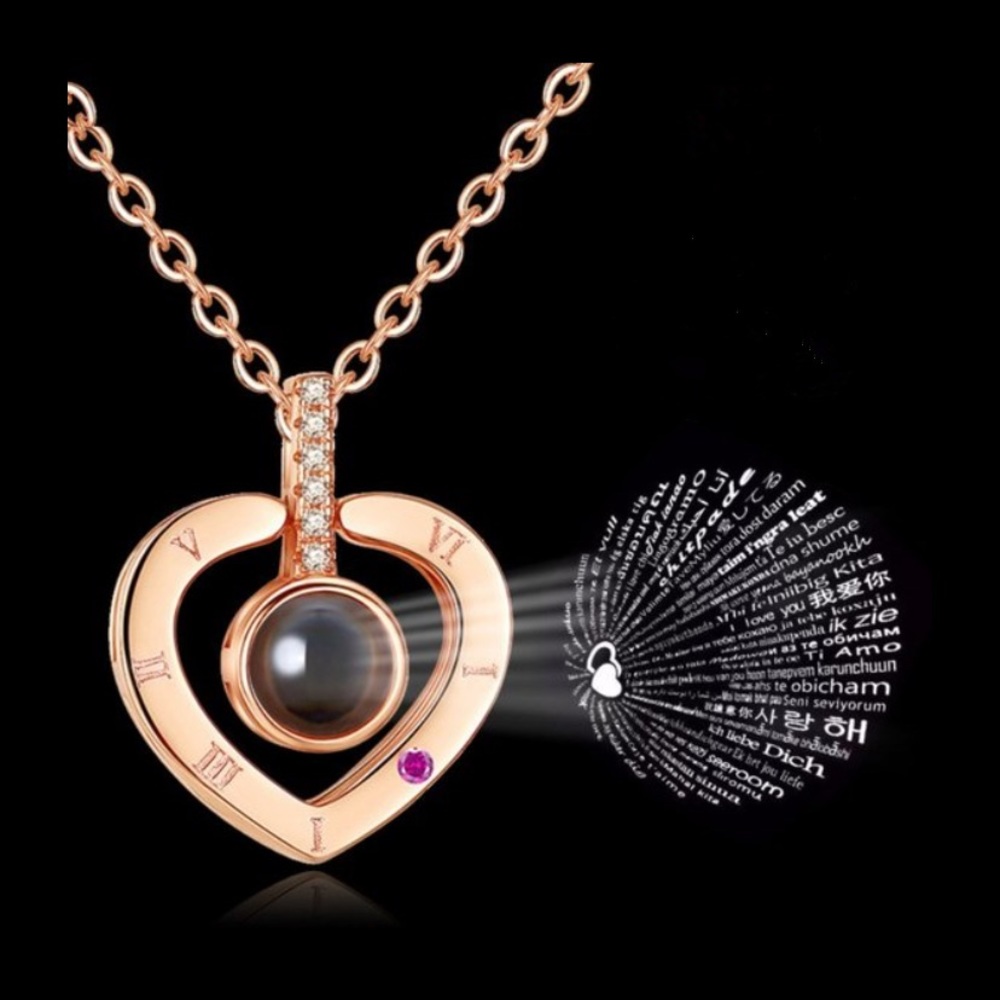 I Love You Necklace Heart Pendant Stone - Picture 3 of 9